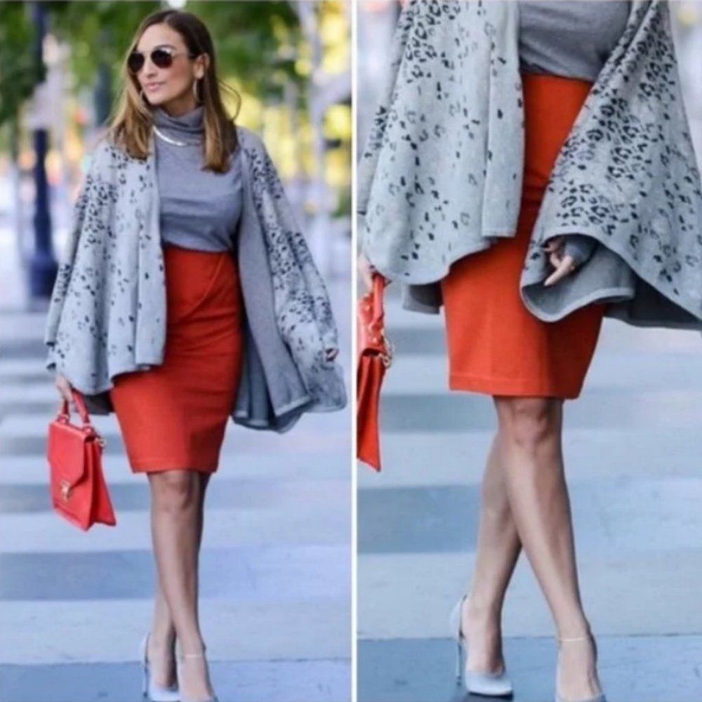 CAbi Gigi Gray Tan Leopard Cape Wrap Shawl Animal Print